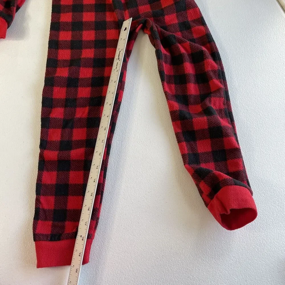 PJs & Presents One Piece Footless Pajamas Girls 4-5 Plaid Christmas Reindeer